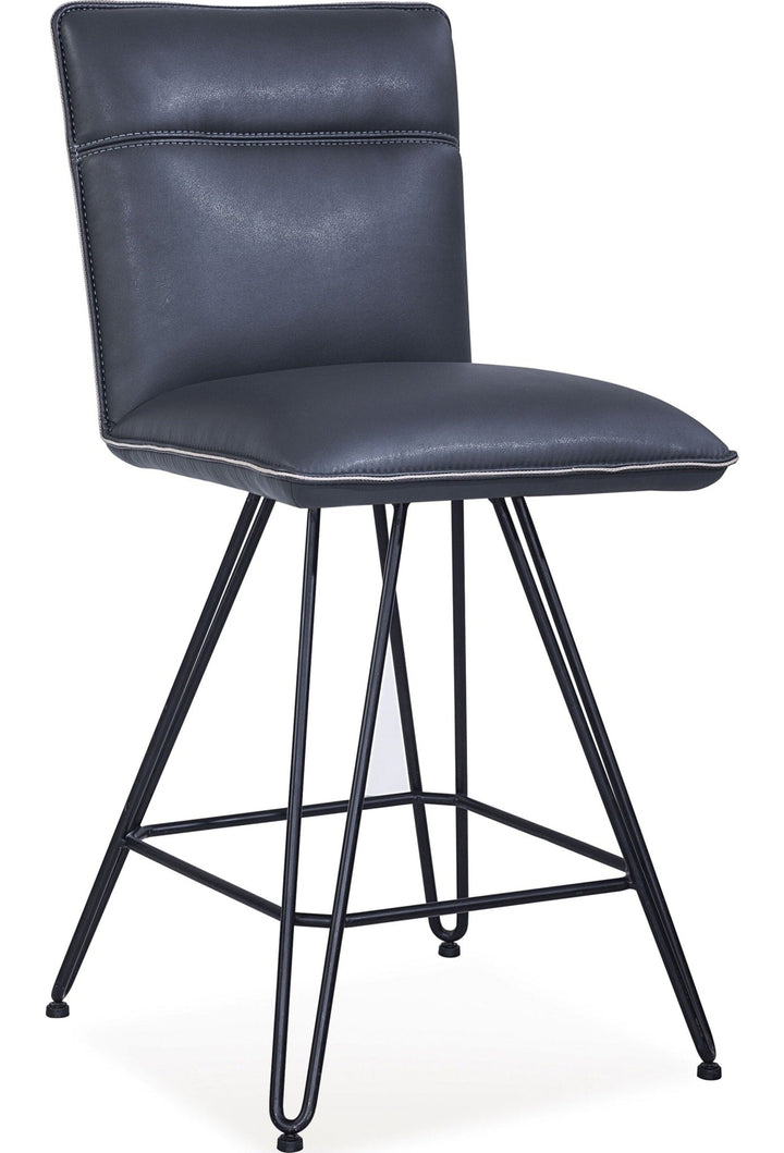 Demi Hairpin Leg Swivel Counter Stool in Cobalt — product view on a white background