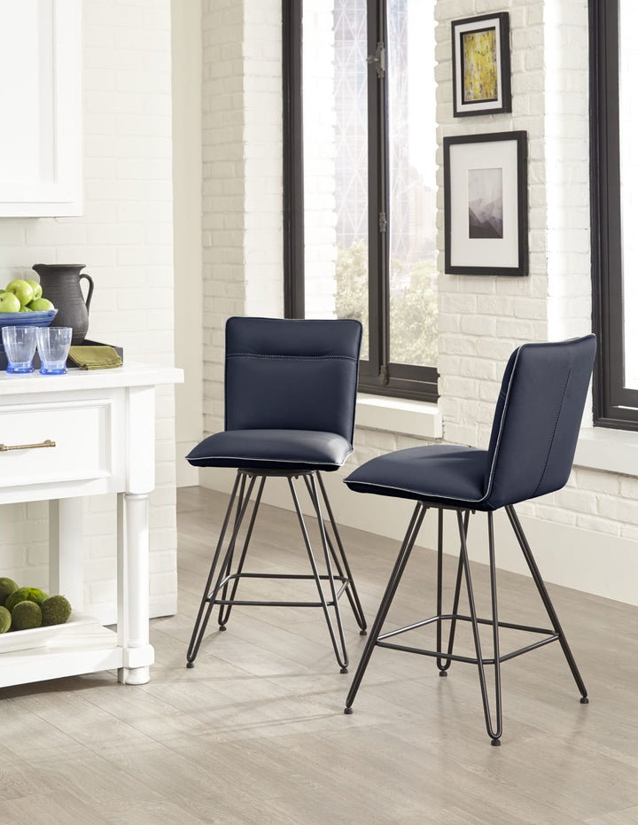 Demi Hairpin Leg Swivel Counter Stool in Cobalt — lifestyle photo