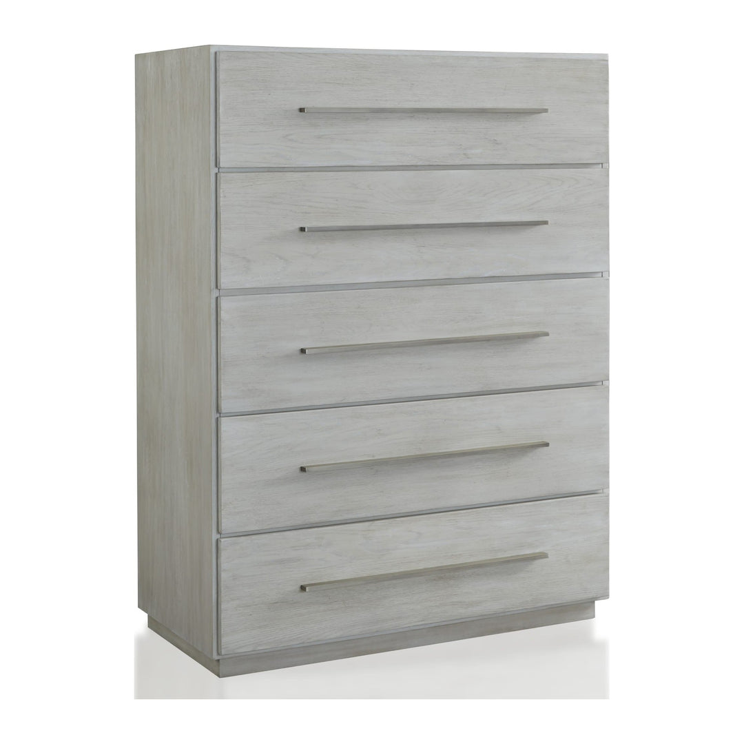 Destination Five Drawer Chest by Modus in Cotton Grey — on a white background
