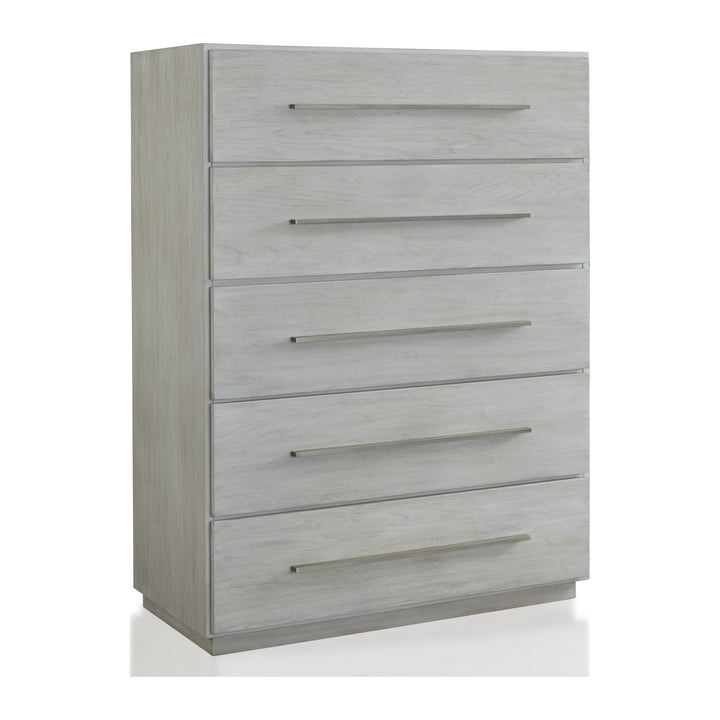 Destination Five Drawer Chest by Modus in Cotton Grey — on a white background