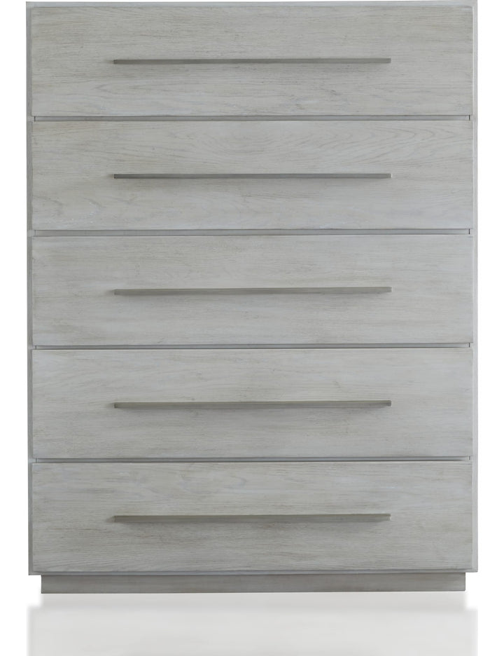 Destination Five Drawer Chest in Cotton Grey — on a white background