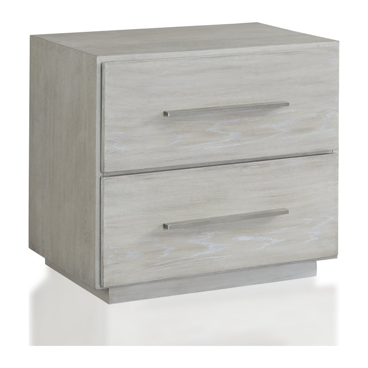 Destination Two Drawer Nightstand by Modus in Cotton Grey — on a white background
