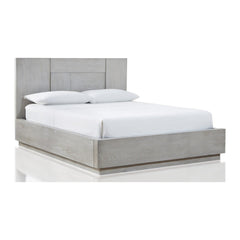 Destination Wood Panel Bed by Modus in Cotton Grey — white background, angled view