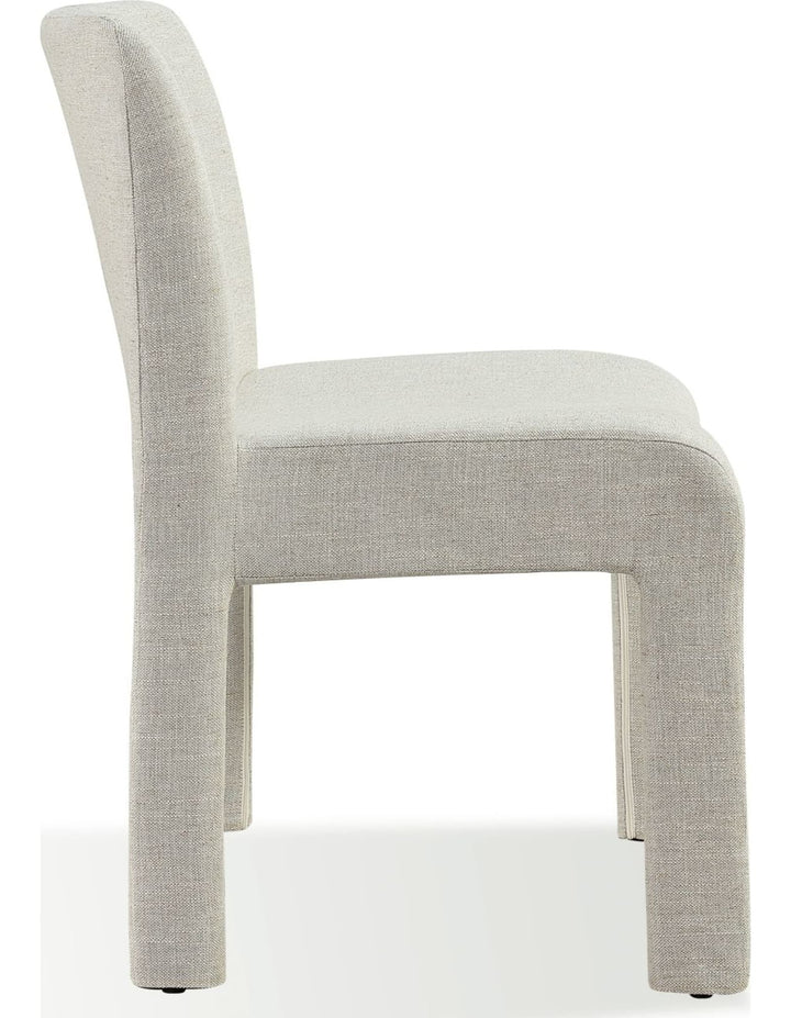 Devon Fully Upholstered Dining Chair in Turtle Dove Linen — product view on a white background