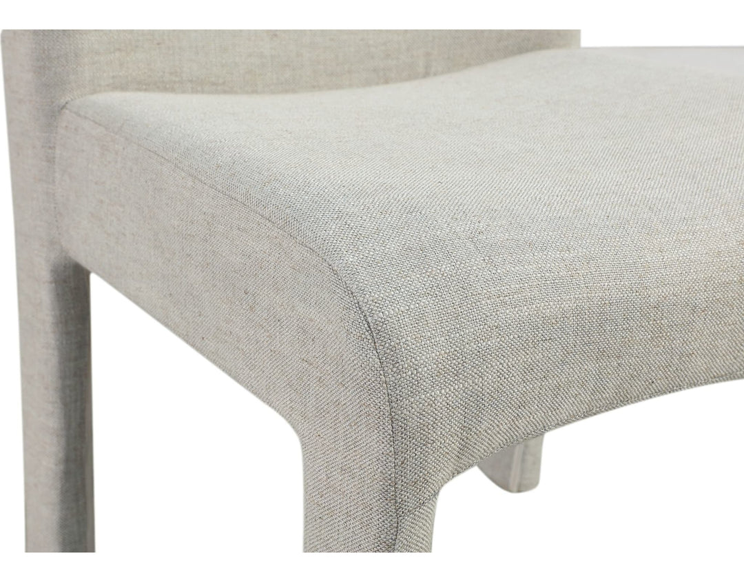 Devon Fully Upholstered Dining Chair in Turtle Dove Linen — product view on a white background