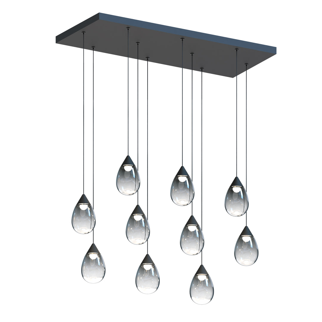 Dewdrop 10-Light LED Linear Pendant by ET2 Lighting in Black, front view