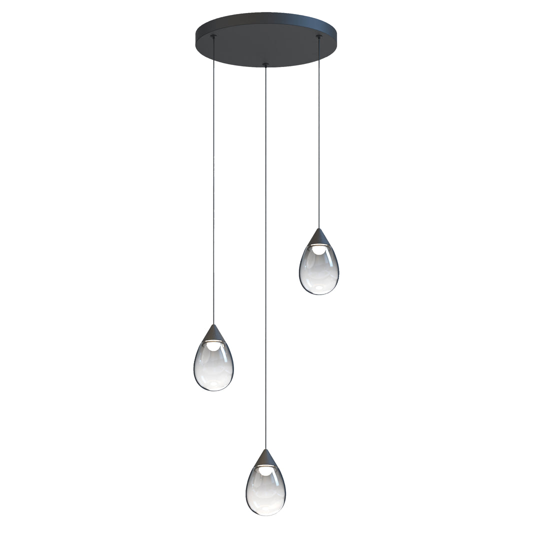 Dewdrop 3-Light LED Pendant by ET2 Lighting in Black, front view