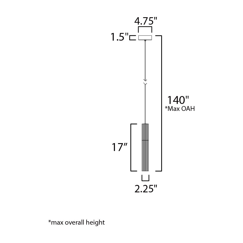 Reeds 1-Light LED Pendant by Studio M Lighting – line drawing