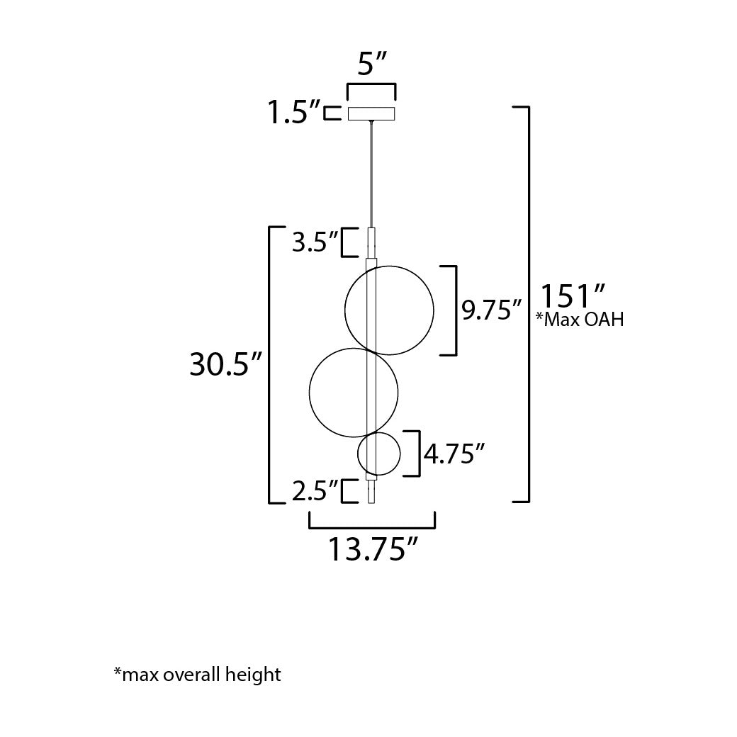 Dreamer 26" LED Single Pendant by Studio M Lighting – line drawing