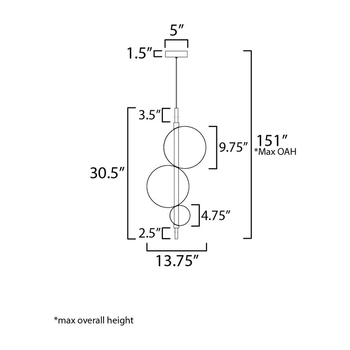 Dreamer 26" LED Single Pendant by Studio M Lighting – line drawing