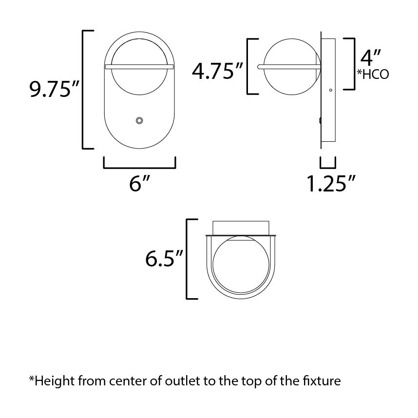 Revolve 1-Light LED Wall Sconce by Studio M Lighting – line drawing