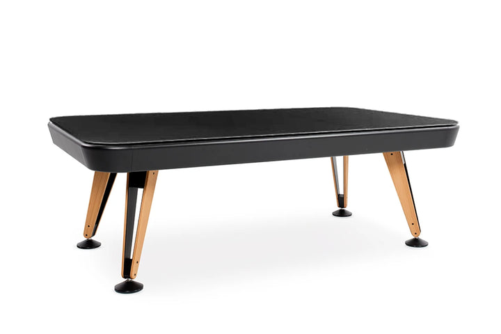Diagonal outdoor dining top in Black HPL, shown on matching table; table sold separately