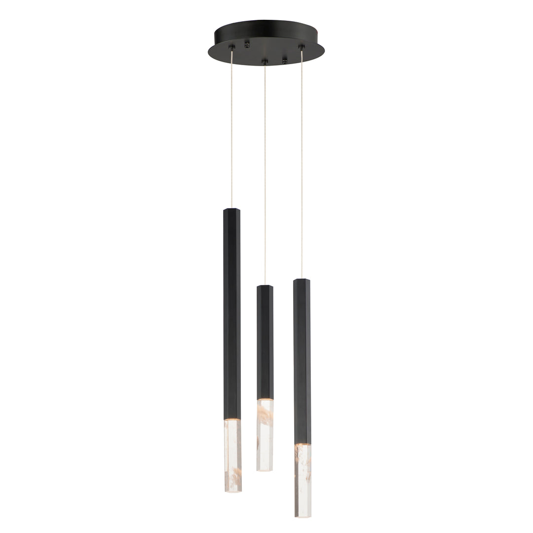 Diaphane LED 3-Light Pendant by ET2 Lighting in Black, front view