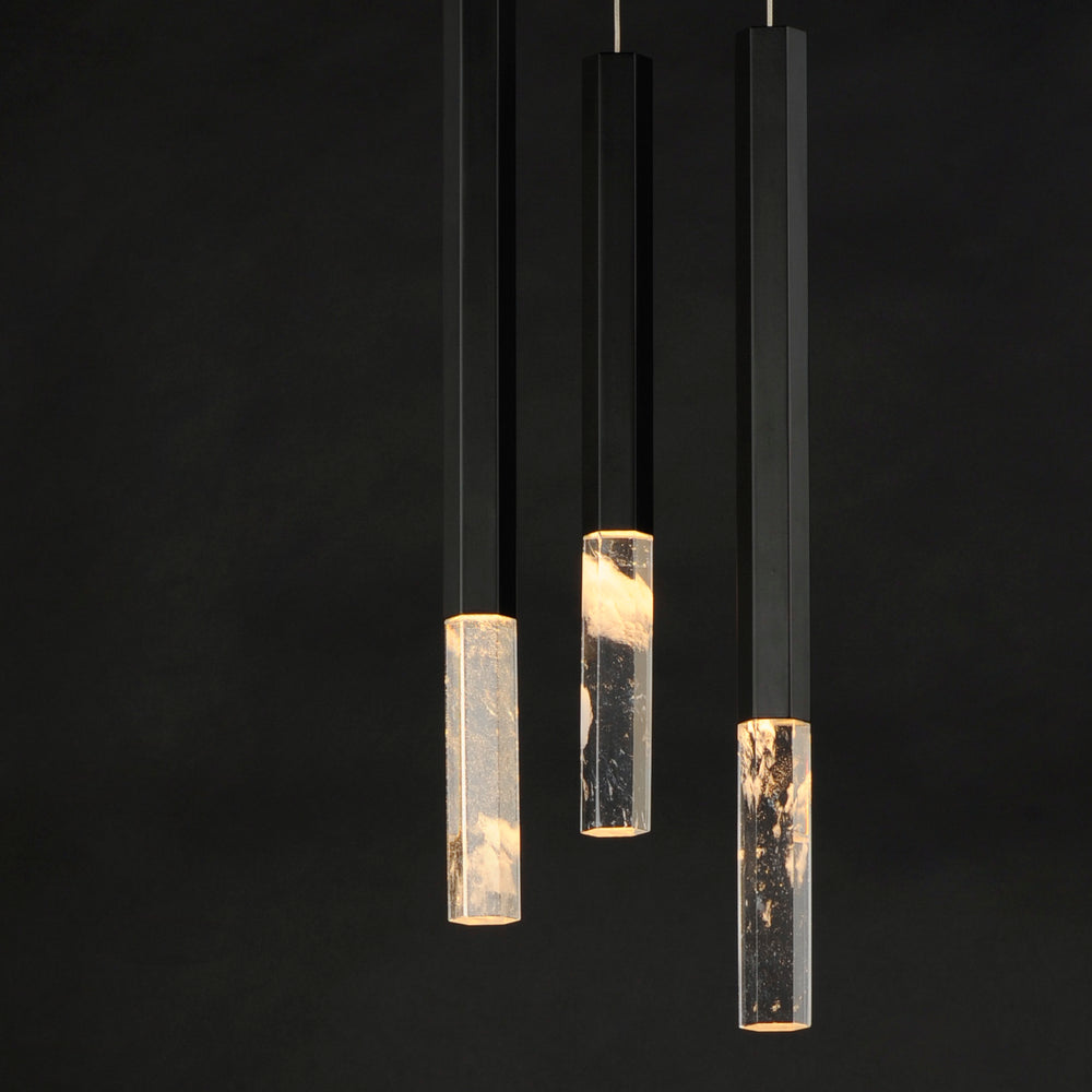 Diaphane LED 3-Light Pendant by ET2 Lighting, styled view 1