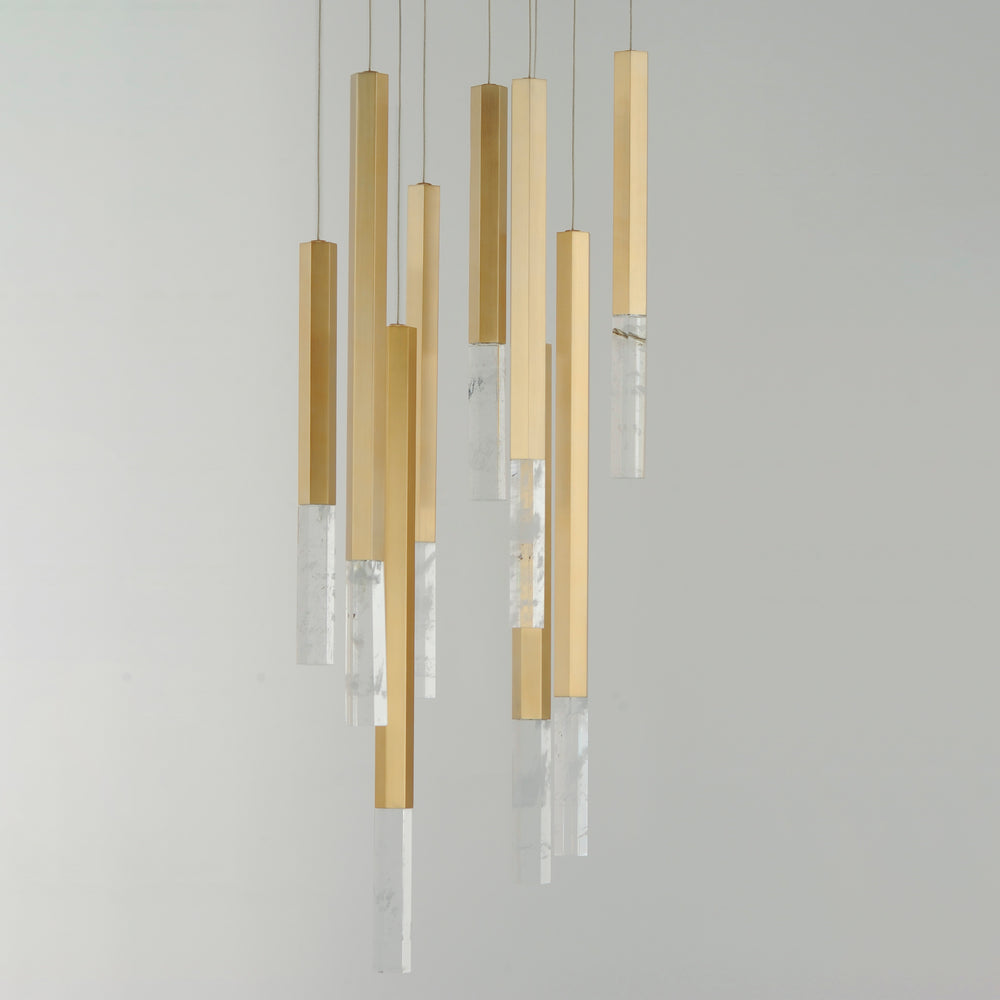 Diaphane LED 9-Light Pendant by ET2 Lighting, styled view 1