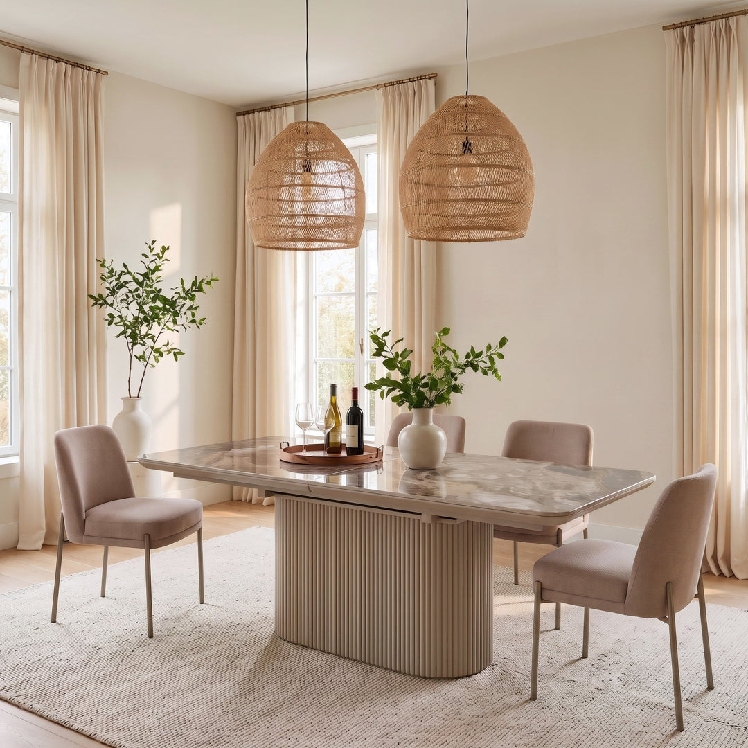 Dion Upholstered Dining Chair in Portobello — lifestyle photo
