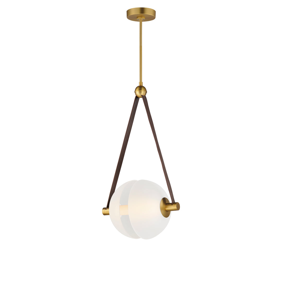 Dispatch 17" LED Pendant by ET2 Lighting in Natural Aged Brass, front view