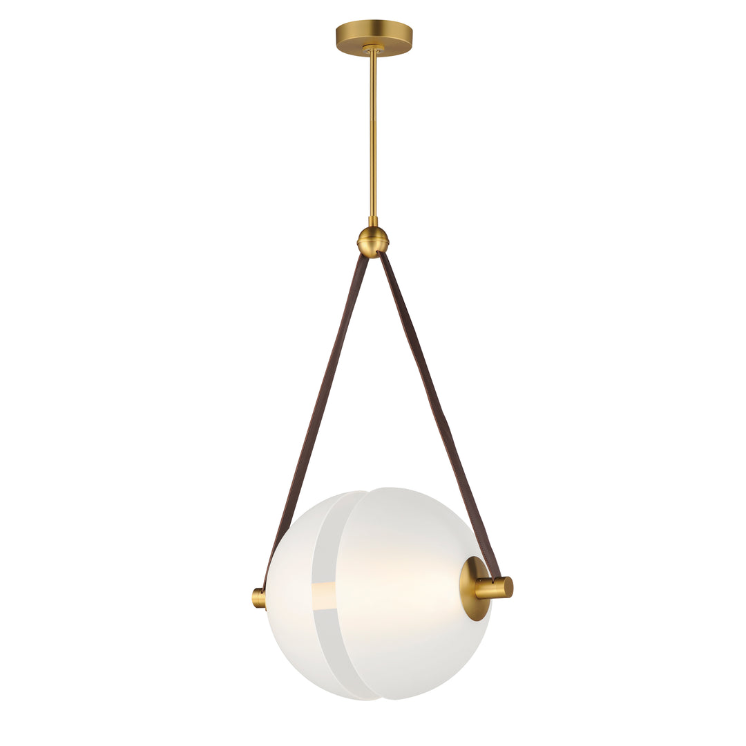 Dispatch 21" LED Pendant by ET2 Lighting in Natural Aged Brass, front view