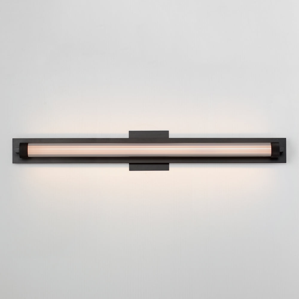 Doric 30" LED Bath Sconce by ET2 Lighting, styled view 1