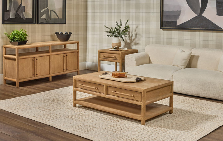 Dorsey 64" Entertainment Console in Granola — lifestyle photo