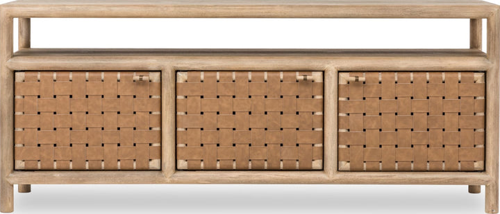 Dorsey 72" Woven Entertainment Console in Granola — lifestyle photo