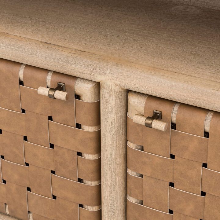 Dorsey 72" Woven Entertainment Console in Granola — lifestyle photo