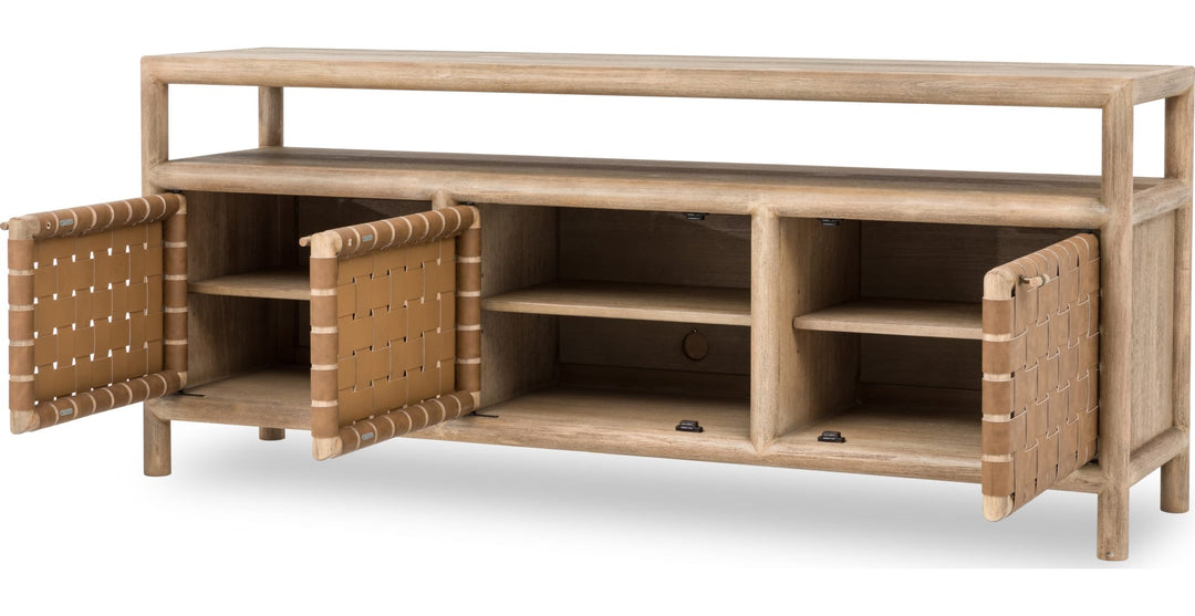 Dorsey 72" Woven Entertainment Console in Granola — product view on a white background