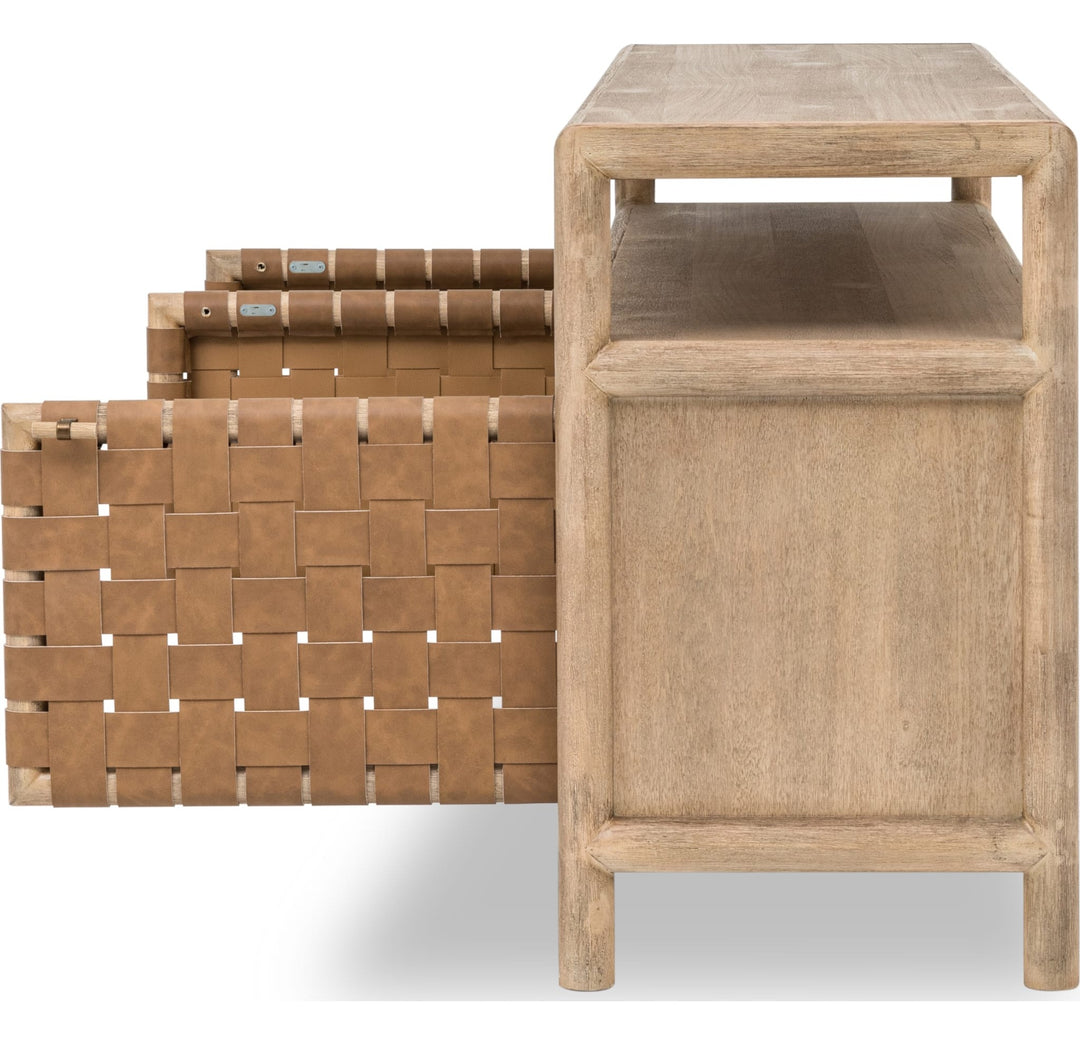 Dorsey 72" Woven Entertainment Console in Granola — product view on a white background