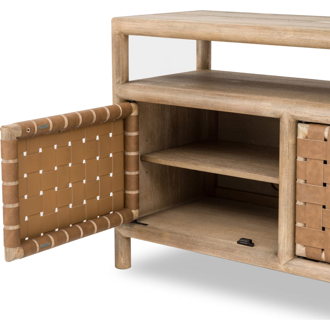 Dorsey 72" Woven Entertainment Console in Granola — product view on a white background