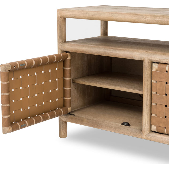 Dorsey 72" Woven Entertainment Console in Granola — product view on a white background