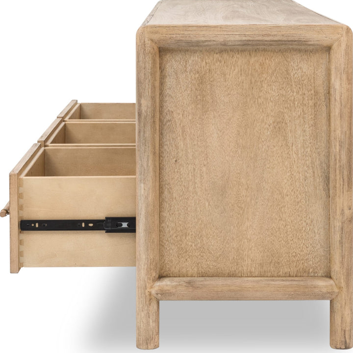 Dorsey 84" Entertainment Console in Granola — lifestyle photo