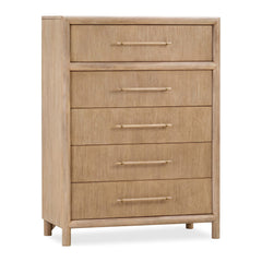 Dorsey Five Drawer Chest by Modus in Granola — white background, angled view