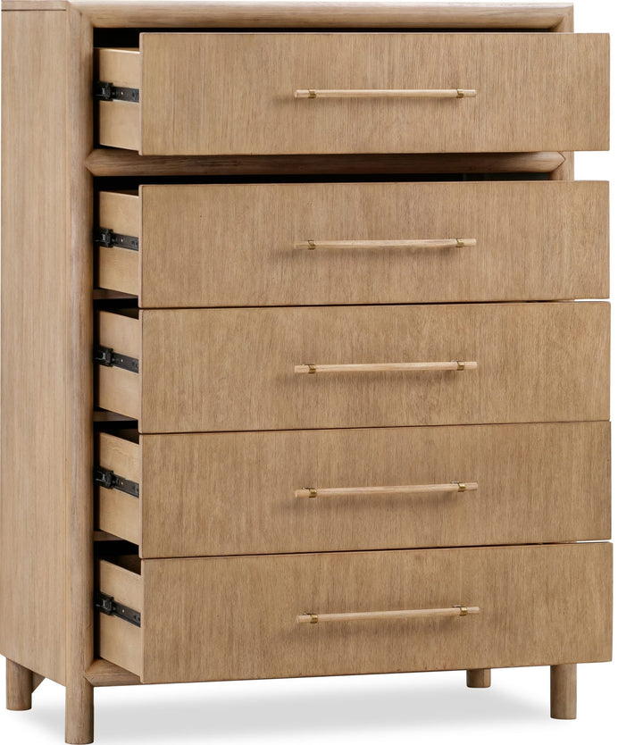 Dorsey Five Drawer Chest in Granola — drawers open