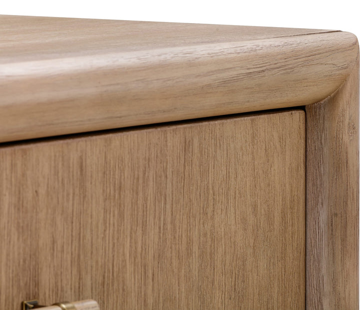 Dorsey Five Drawer Chest — detail of the rounded top edge and wood grain