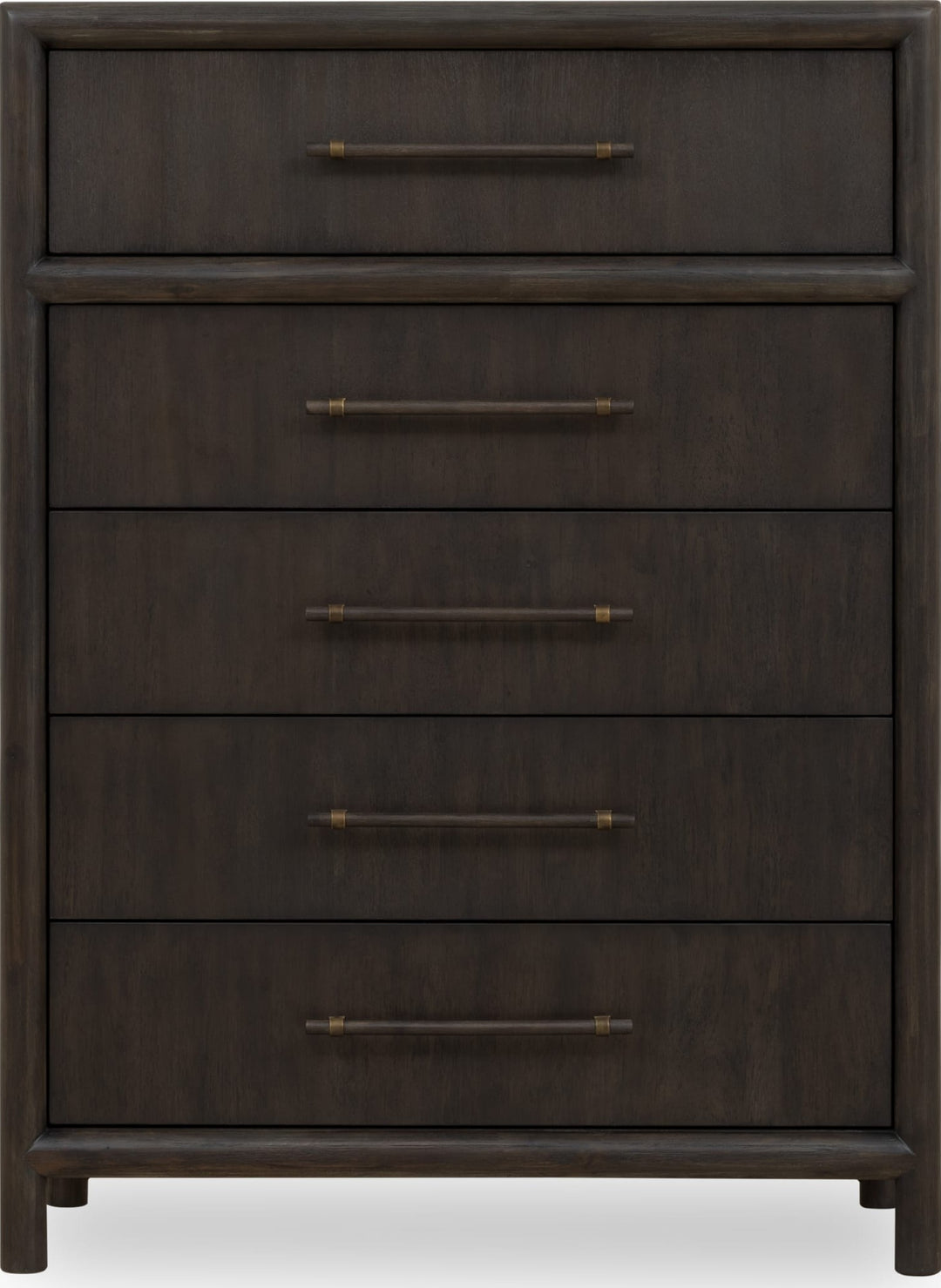Dorsey Five Drawer Chest in Basalt Grey — white background, front view