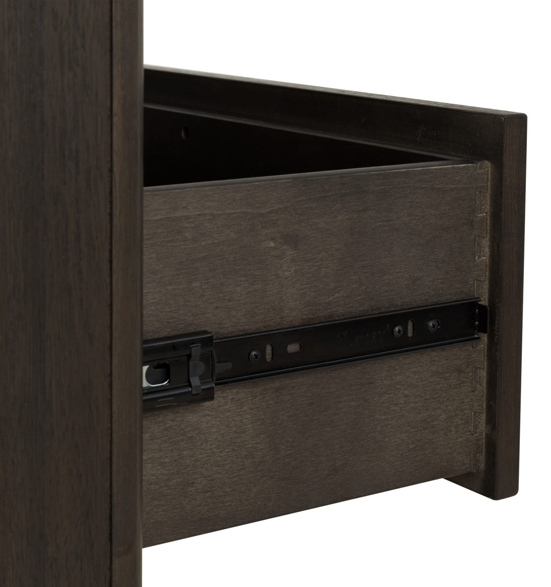 Dorsey Five Drawer Chest in Basalt Grey — dovetail drawer and ball-bearing slide detail