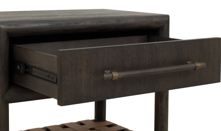 Dorsey One Drawer USB-Charging Nightstand in Basalt Grey — drawer detail