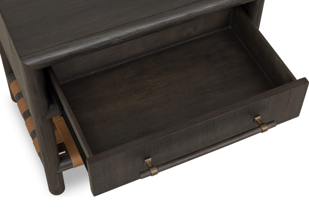 Dorsey One Drawer USB-Charging Nightstand in Basalt Grey — drawer interior