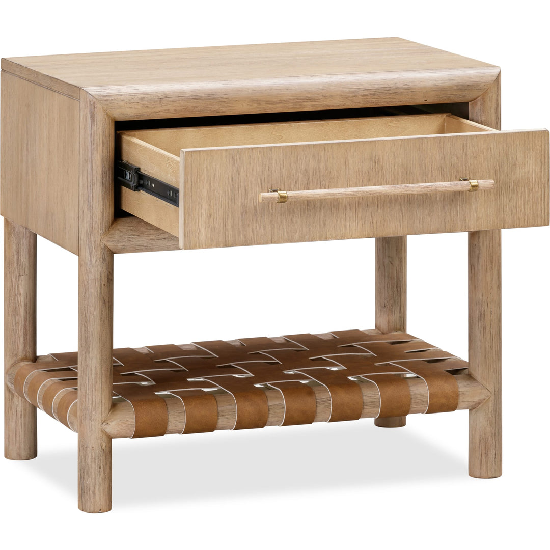 Dorsey One Drawer USB-Charging Nightstand in Granola — drawer open