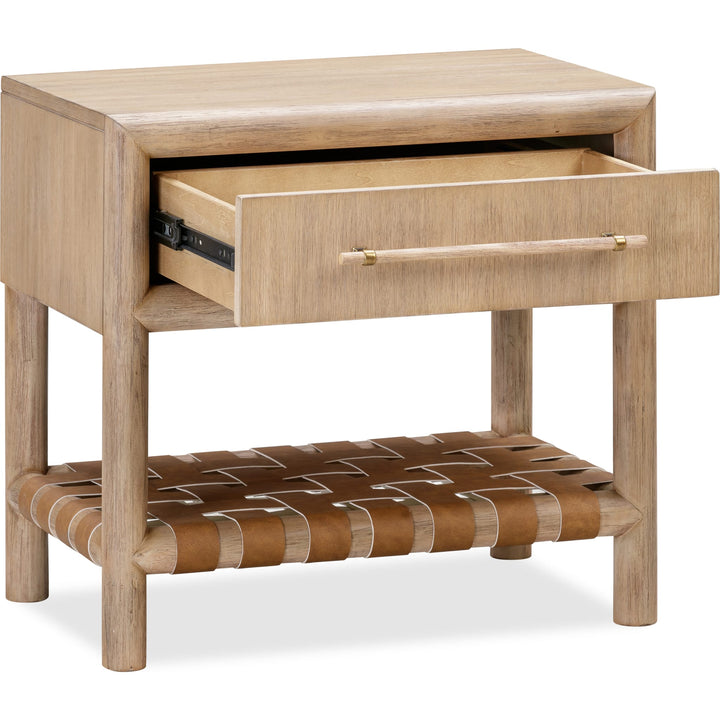 Dorsey One Drawer USB-Charging Nightstand in Granola — drawer open
