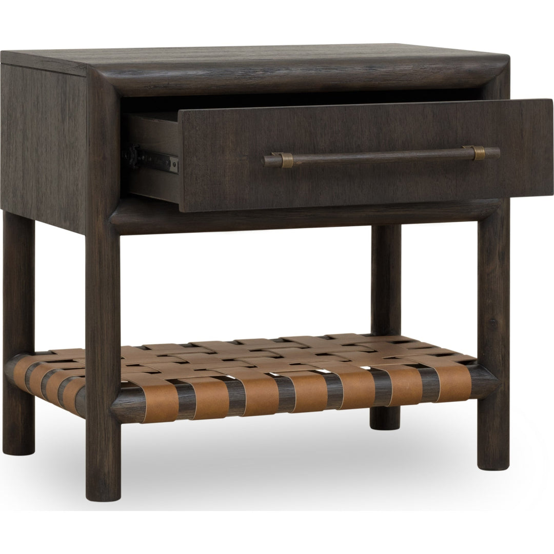 Dorsey One Drawer USB-Charging Nightstand in Basalt Grey — drawer open