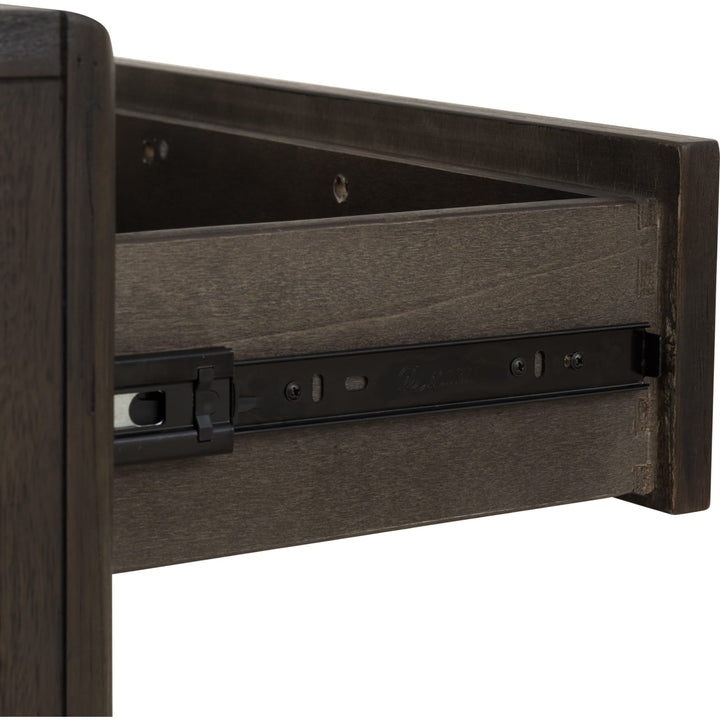 Dorsey One Drawer USB-Charging Nightstand in Basalt Grey — ball-bearing slide detail