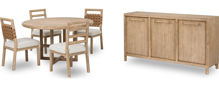 Dorsey Round Dining Table in Granola — product view on a white background
