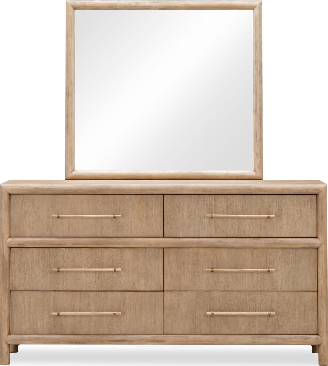 Dorsey Six Drawer Dresser in Granola with the Dorsey mirror (sold separately) — front view