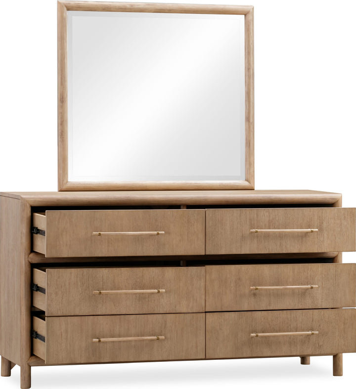 Dorsey Six Drawer Dresser in Granola — drawers open