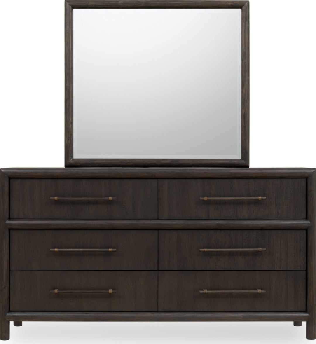 Dorsey Six Drawer Dresser in Basalt Grey with the Dorsey mirror (sold separately) — front view