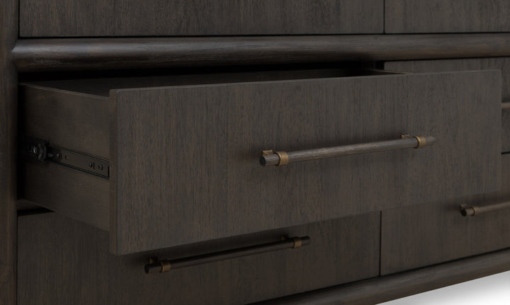 Dorsey Six Drawer Dresser in Basalt Grey — open drawer detail