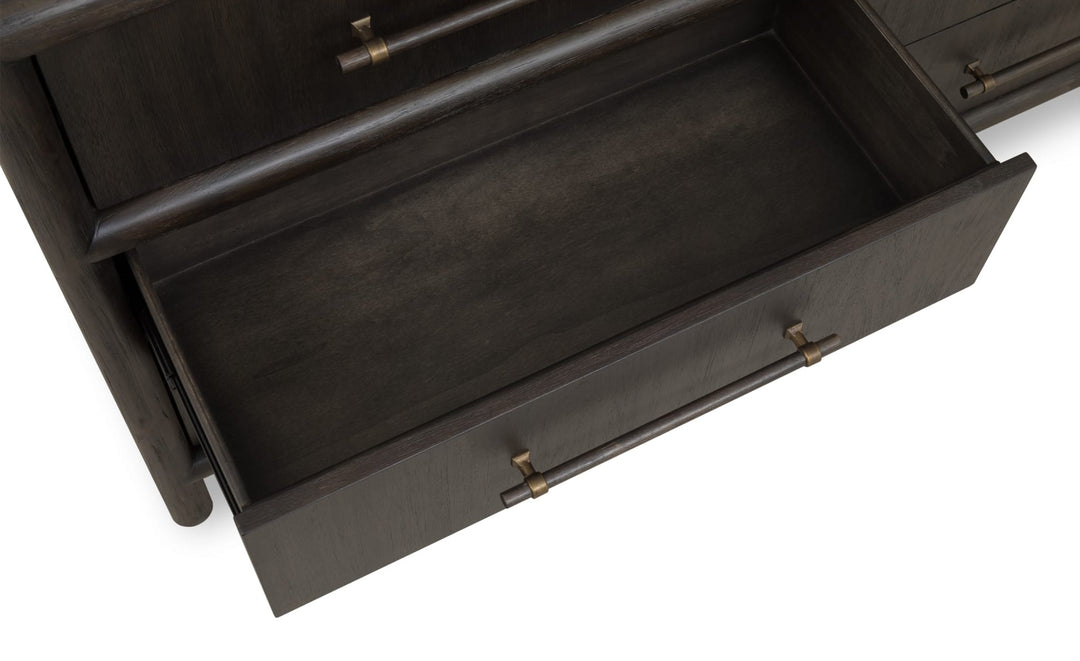 Dorsey Six Drawer Dresser in Basalt Grey — drawer interior