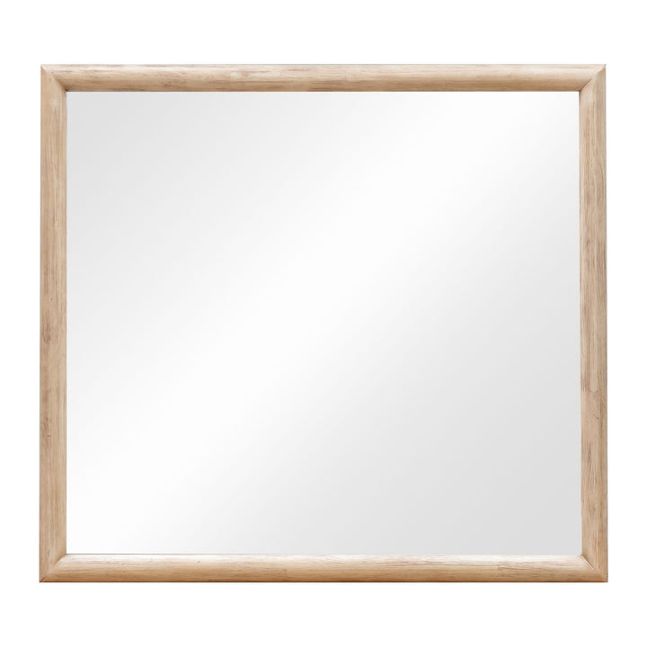 Dorsey Solid Wood and Glass Mirror by Modus in Granola — white background, front view