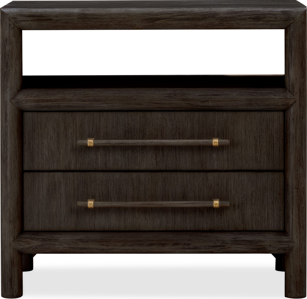 Dorsey Two Drawer USB-Charging Nightstand in Basalt Grey — white background, front view